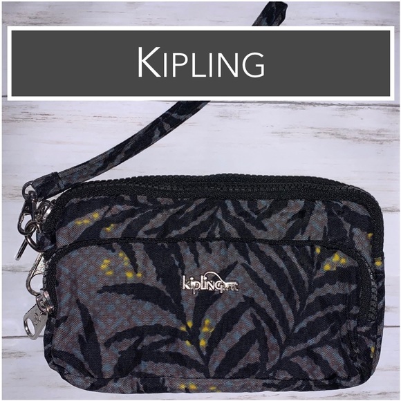 Kipling Handbags - Kipling 3 Zip Compartments Wristlet in Tropic Bloom Removable Strap EUC